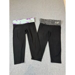 Y2K Victoria's Secret PINK Vintage Foldover Capri Yoga Pants Small Snake Tie Dye
